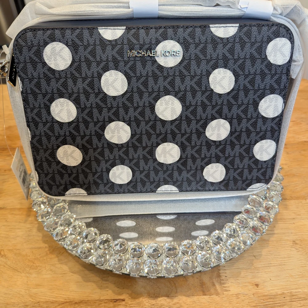 MICHAEL KORS Jet Set Large Polka Dot Signature Logo Crossbody Bag NWT - Picture 7 of 8